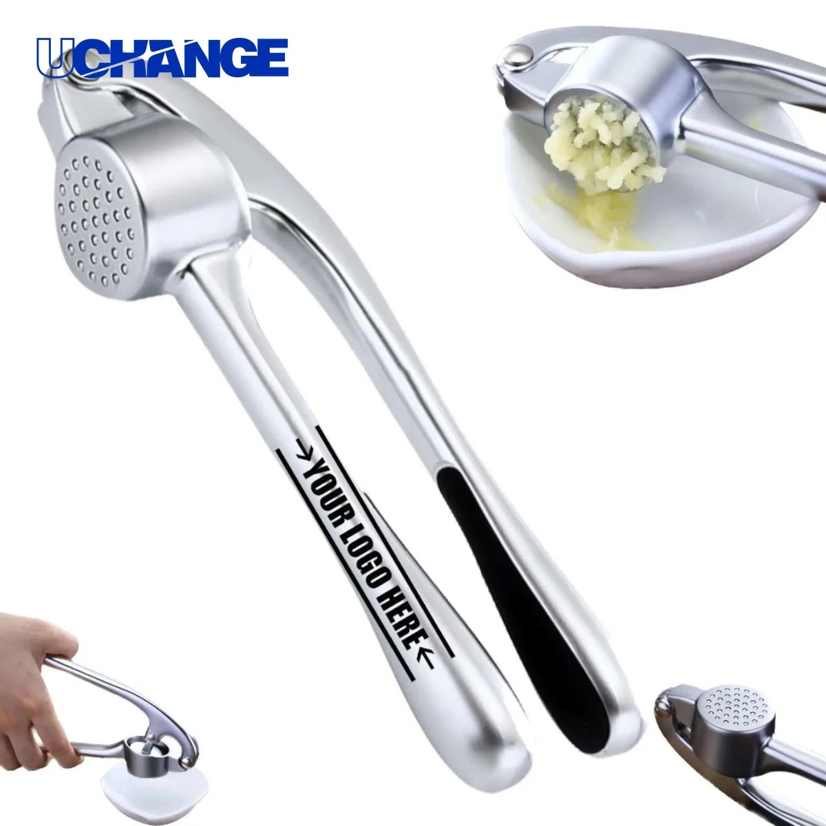 Zinc Alloy Garlic Press with Long Handle for Kitchen Use 1