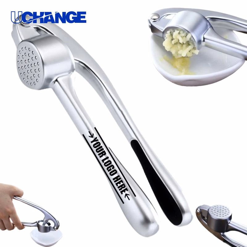 Zinc Alloy Garlic Press with Long Handle for Kitchen Use