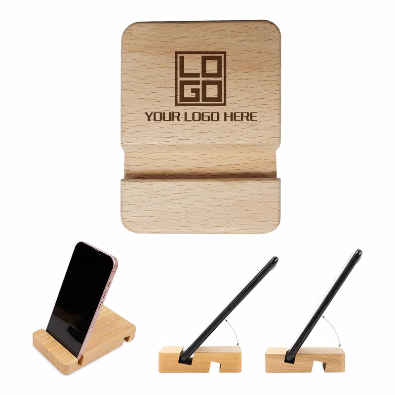 Desktop Phone Stand Made of Wooden Block