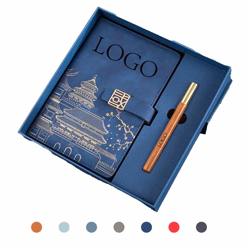 A5 Vintage Chinese Notebook Gift Box Edition-Sandalwood pen