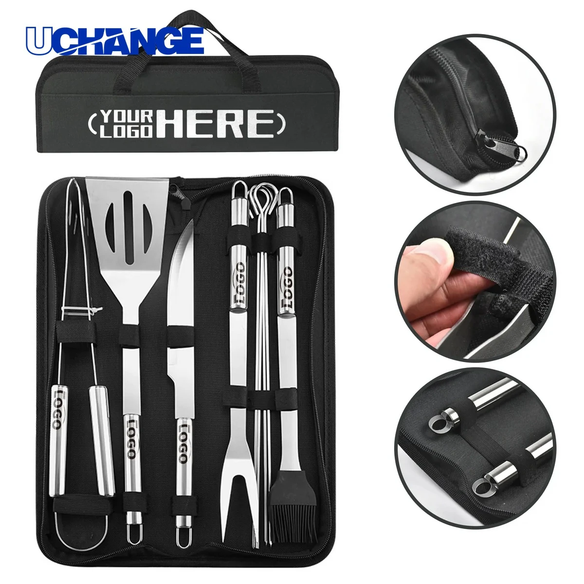 Stainless Steel Barbecue Tool Set with Bag for Grilling 1