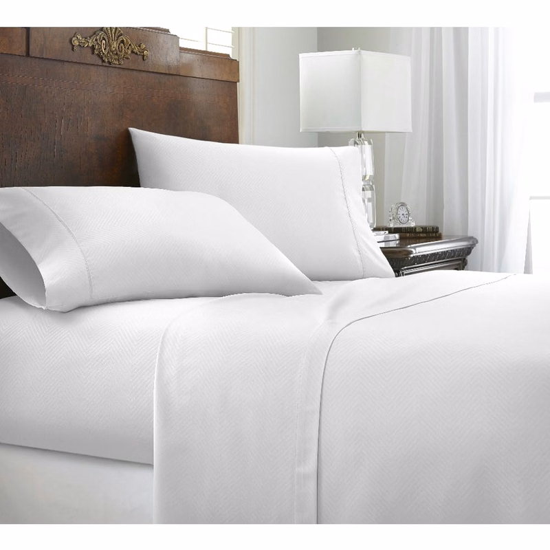 Premium Embossed Sheet Sets - White Queen Chevron Design 4 Piece