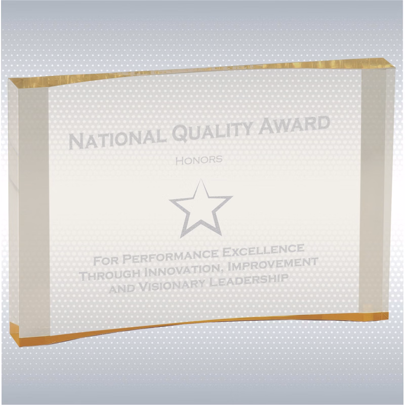 5" x 3 1/2" Gold 1" Thick Acrylic Crescent Award