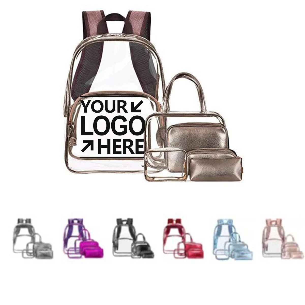 Clear PVC Backpack Set of 6 1