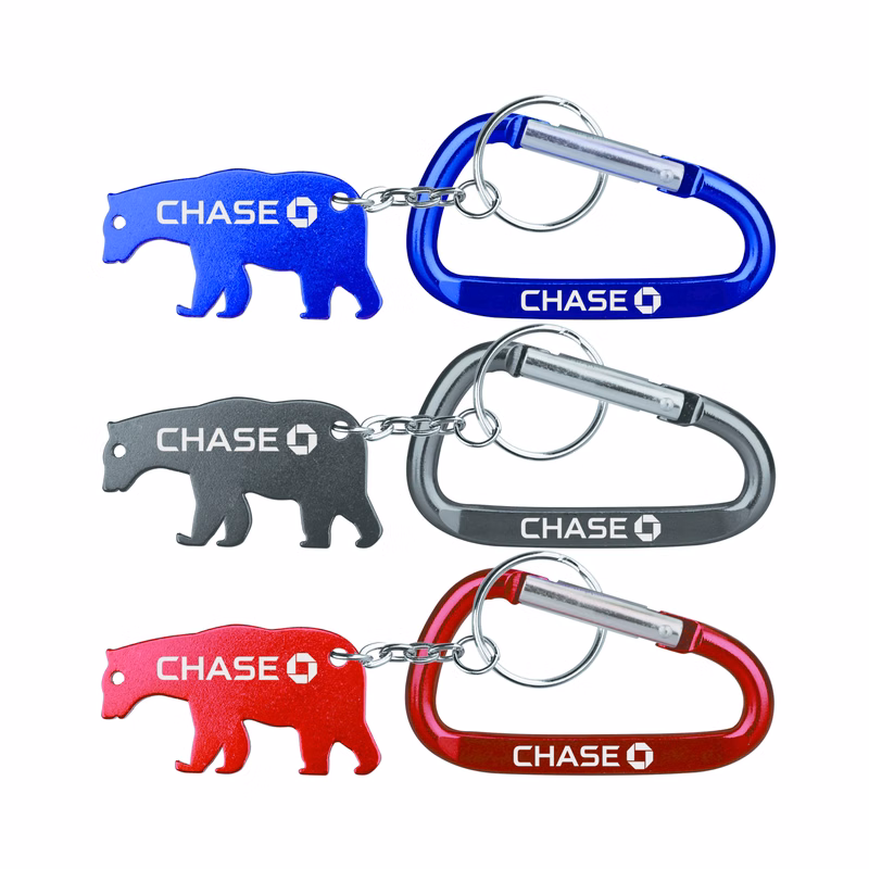 Bear shape bottle opener with key chain & carabineer