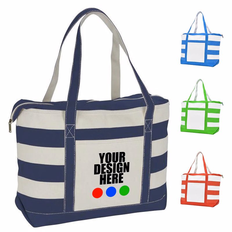 Strip Canvas Tote Bag