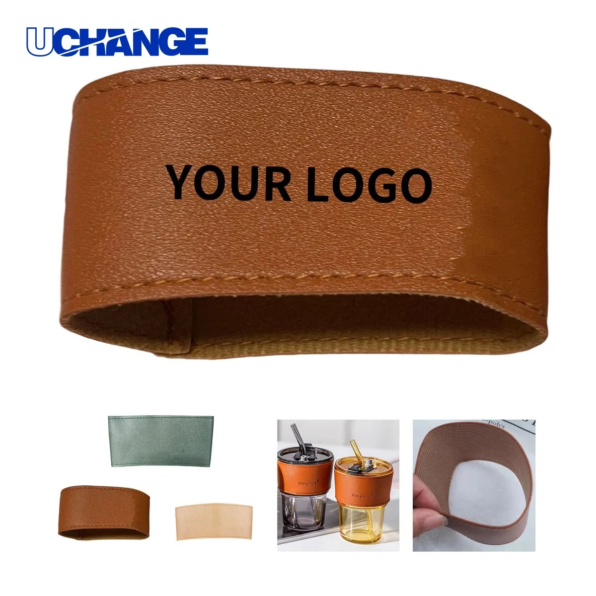 PU Leather Drink Sleeve Holder 10.6" Diameter x 2" Height 1