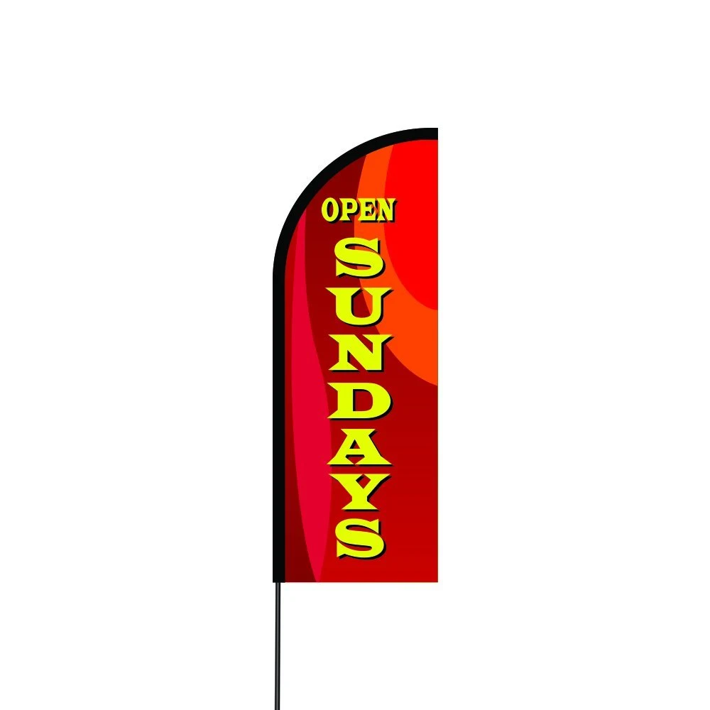 Open Sundays (Red) Flag Kit 11' Feet Feather Flag Sign Outdoor Banner feather banners 1