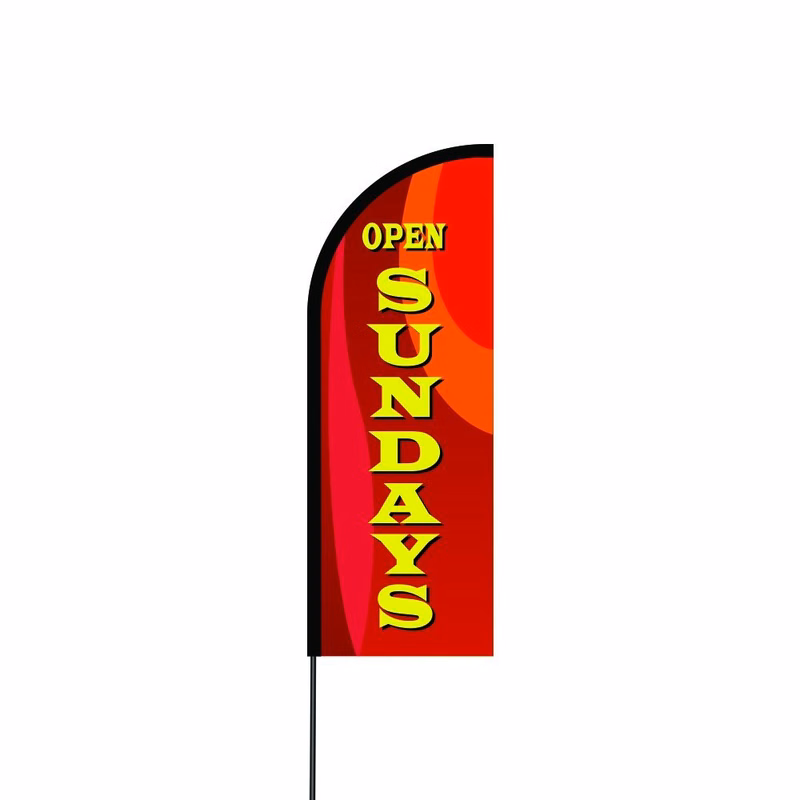 Open Sundays (Red) Flag Kit 11' Feet Feather Flag Sign Outdoor Banner feather banners