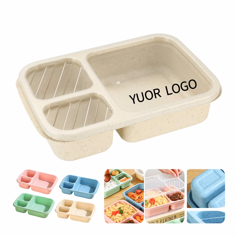 Three-Compartment Lunch Box with Leak-Proof Lid