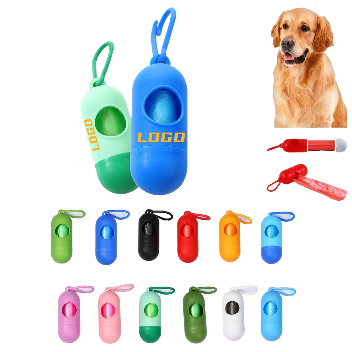 Portable Capsule Pet Garbage Bag With Hook 1