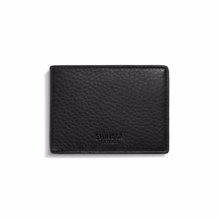 Shinola Slim Bifold Wallet - Black Natural Grain Leather