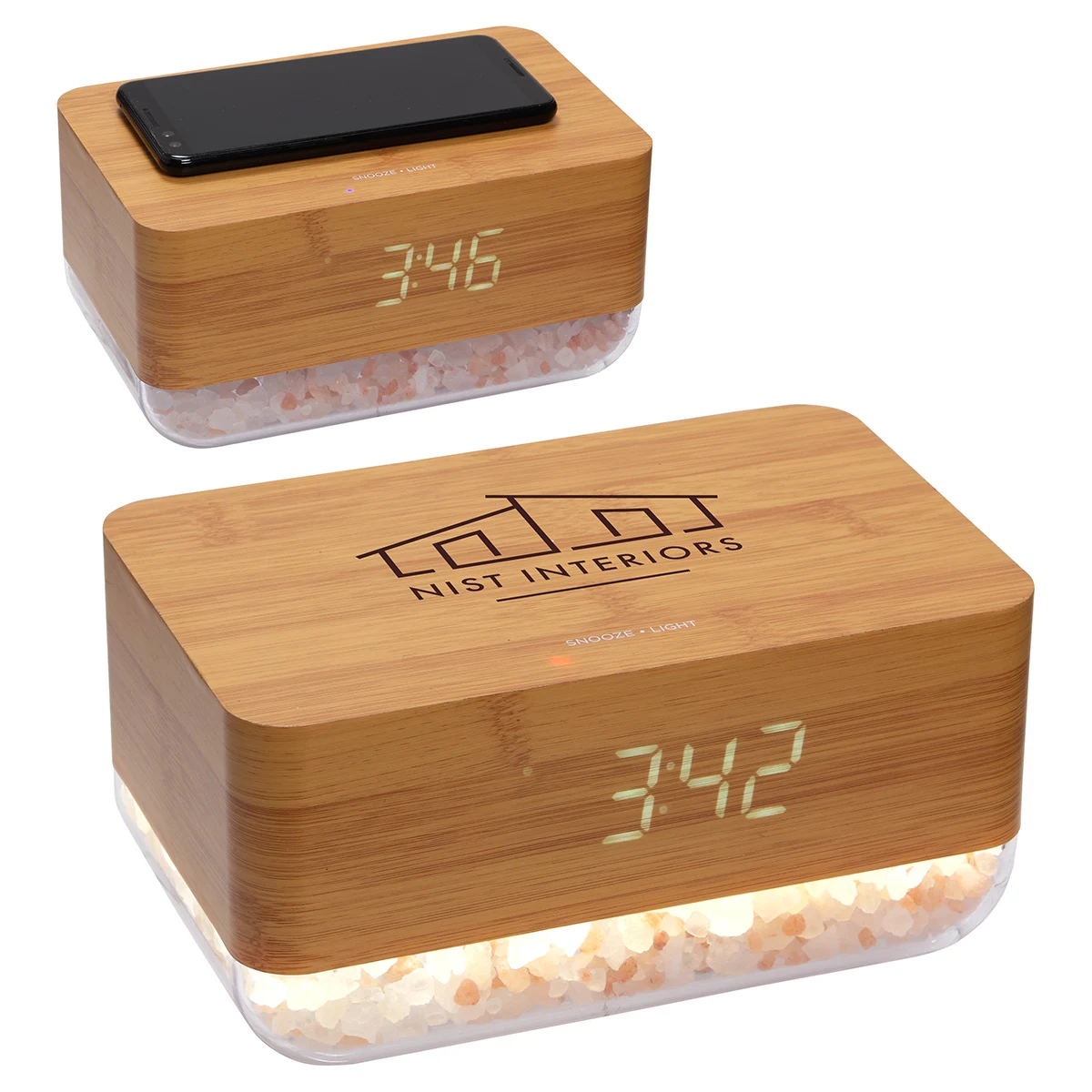 Sunrise Alarm Clock with Himalayan Salt Lamp + Wireless Charger 1