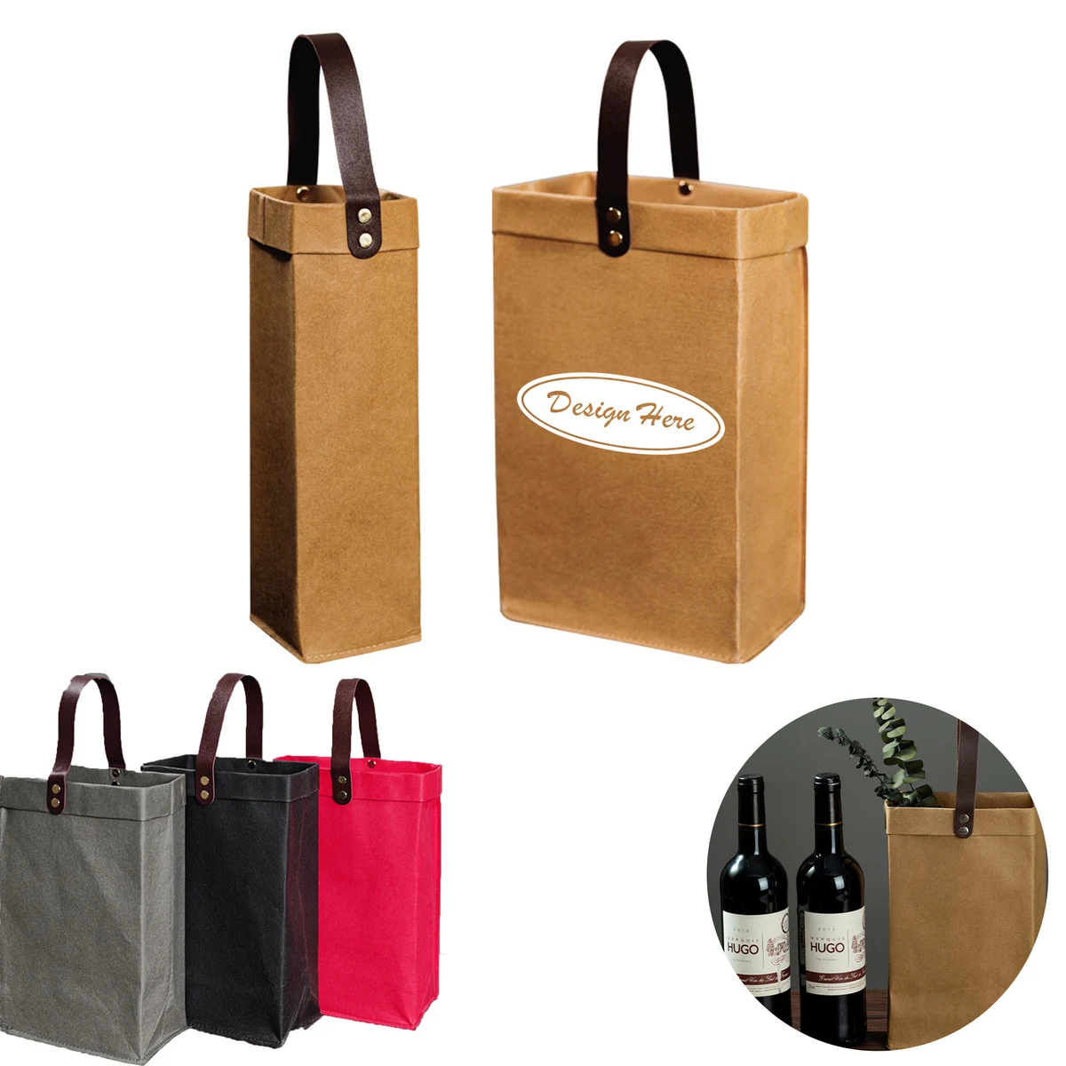 Premium Cowhide Leather Wine Tote Bag ?C Set of 2 1