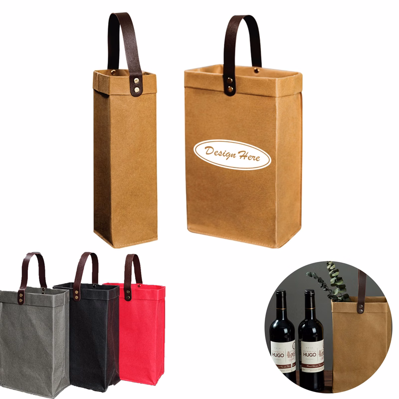 Premium Cowhide Leather Wine Tote Bag ?C Set of 2