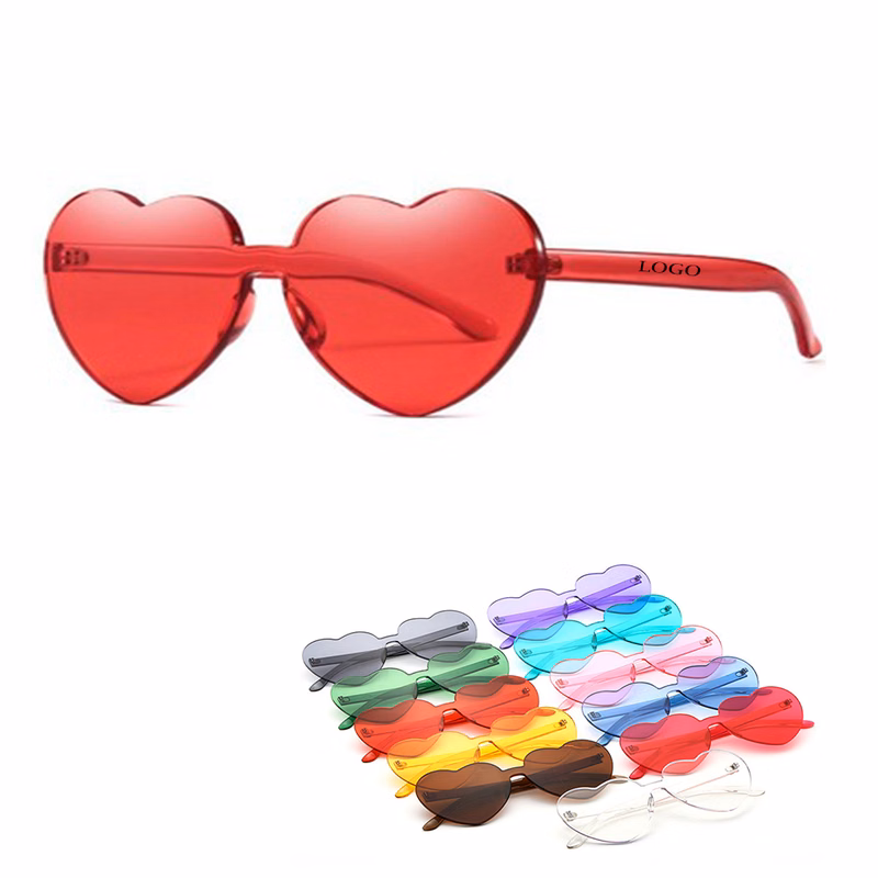 Heart Shaped Transparent Rimless Retro Sunglasses