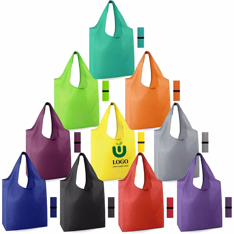 Reusable Grocery Bag Foldable Shopping Bag With Elastic Band