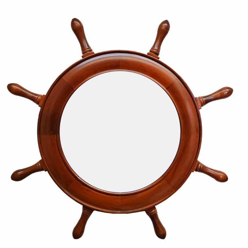 Nautical Wooden Ship Wheel Mirror