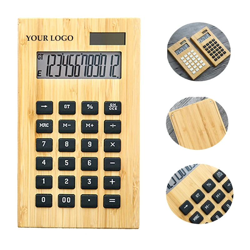 Mini Wooden Solar Dual Power Calculator 1