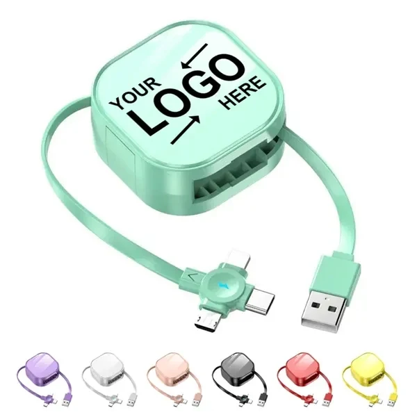 Custom 3-In-1 Retractable Charge Cable with Slide Stand — Multi-Device Corporate Charger 1