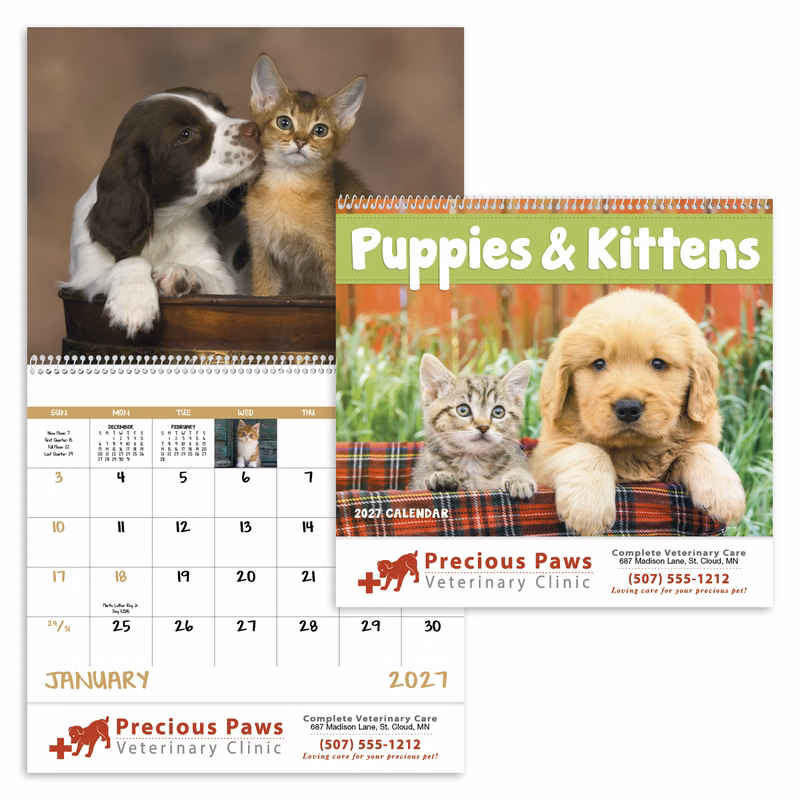 13 Month Puppies and Kittens - Spiral