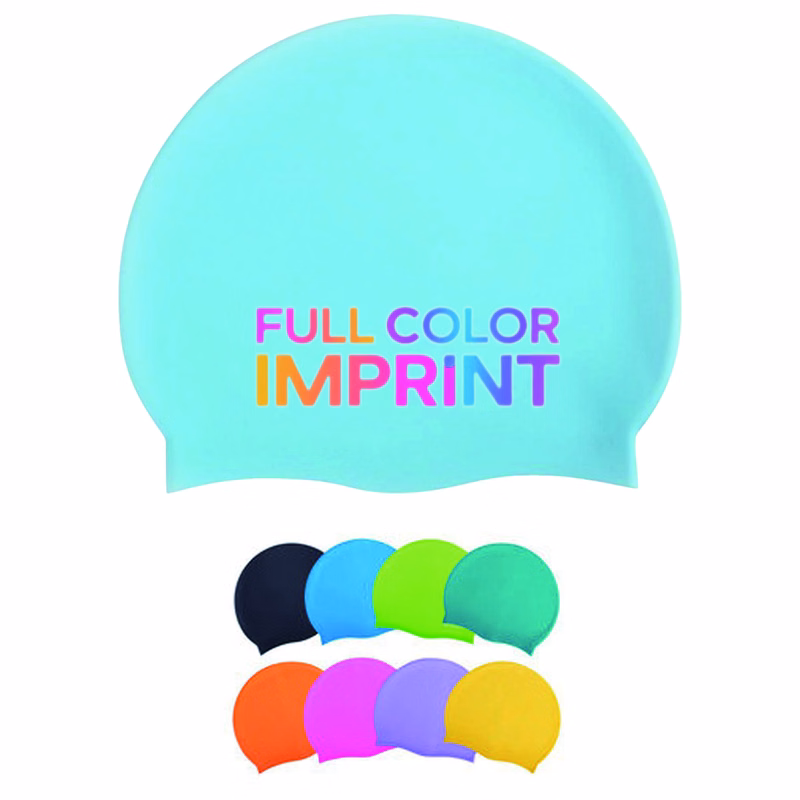 MOQ 50 Full Color Portable Silicone Swimming Cap