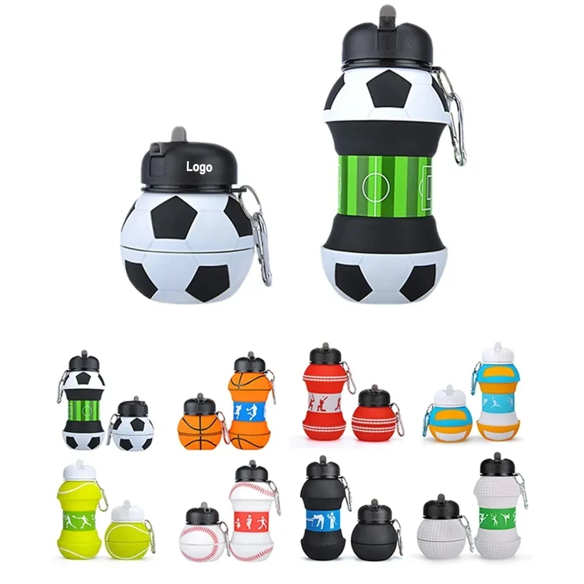 18oz Collapsible Basketball Water Bottle Silicone Soccer 1