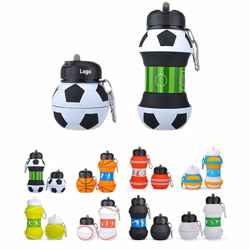 18oz Collapsible Basketball Water Bottle Silicone Soccer