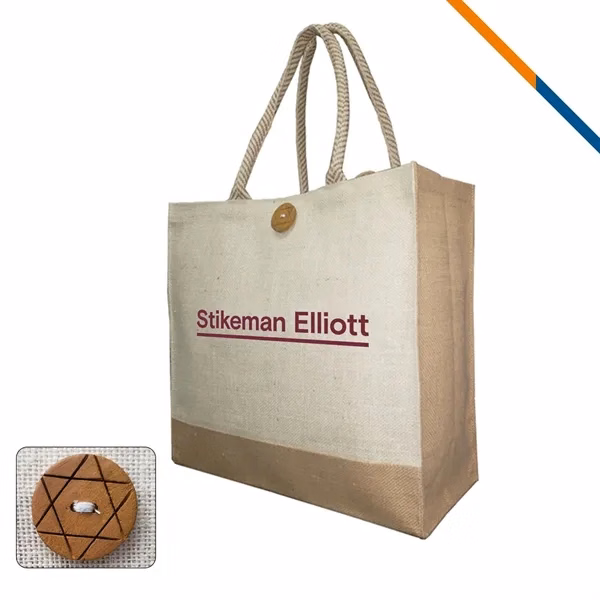 Custom Laminated Jute Tote Bag with Rope Handles — Natural Organic Grocery Giveaway