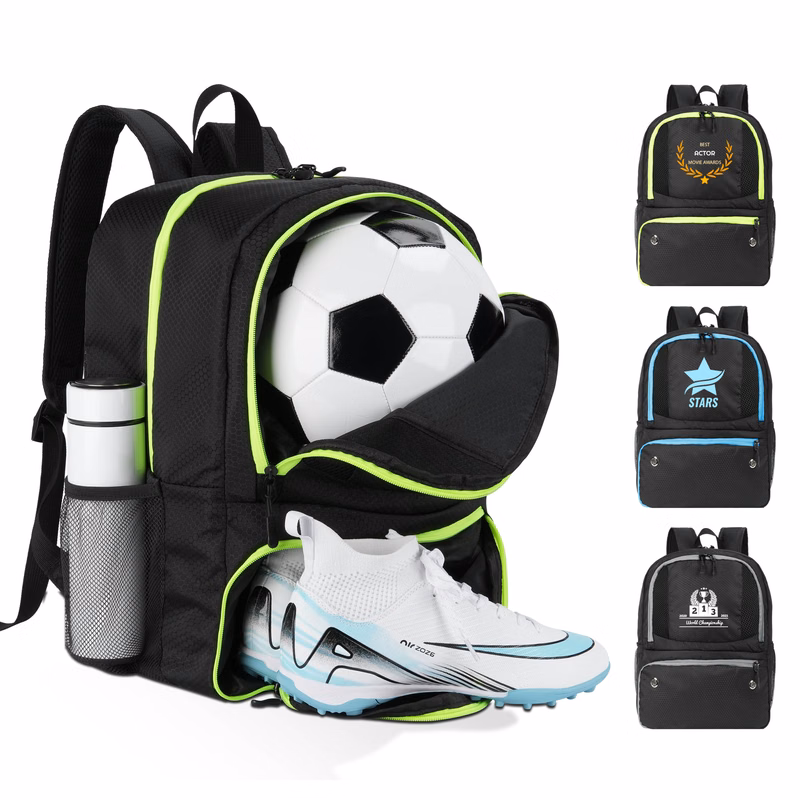 Water-Resistant Soccer Basketball Backpack With Ball And Shoes Compartment