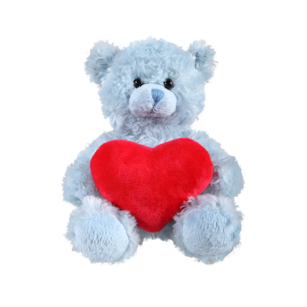 soft plush Blue Curly Sitting Bear with heart 1