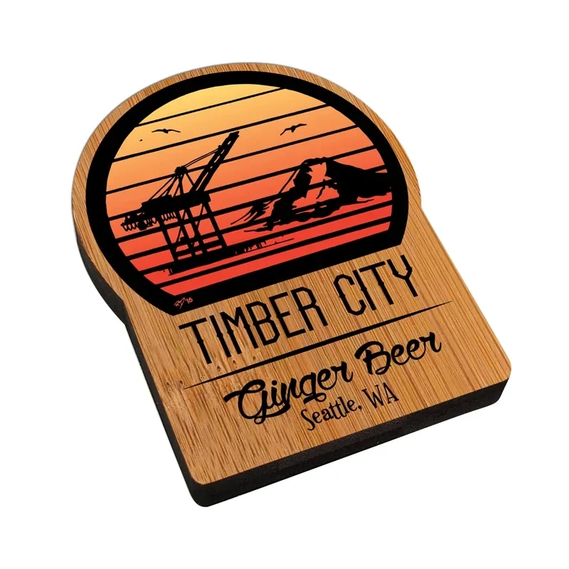 Custom Ultra Vivid Bamboo Magnets with Disc Magnet 1