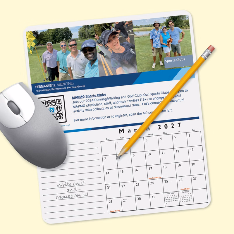 MousePaper Calendar 18 Month 7.25"x8.5"x.015" Mouse Pad