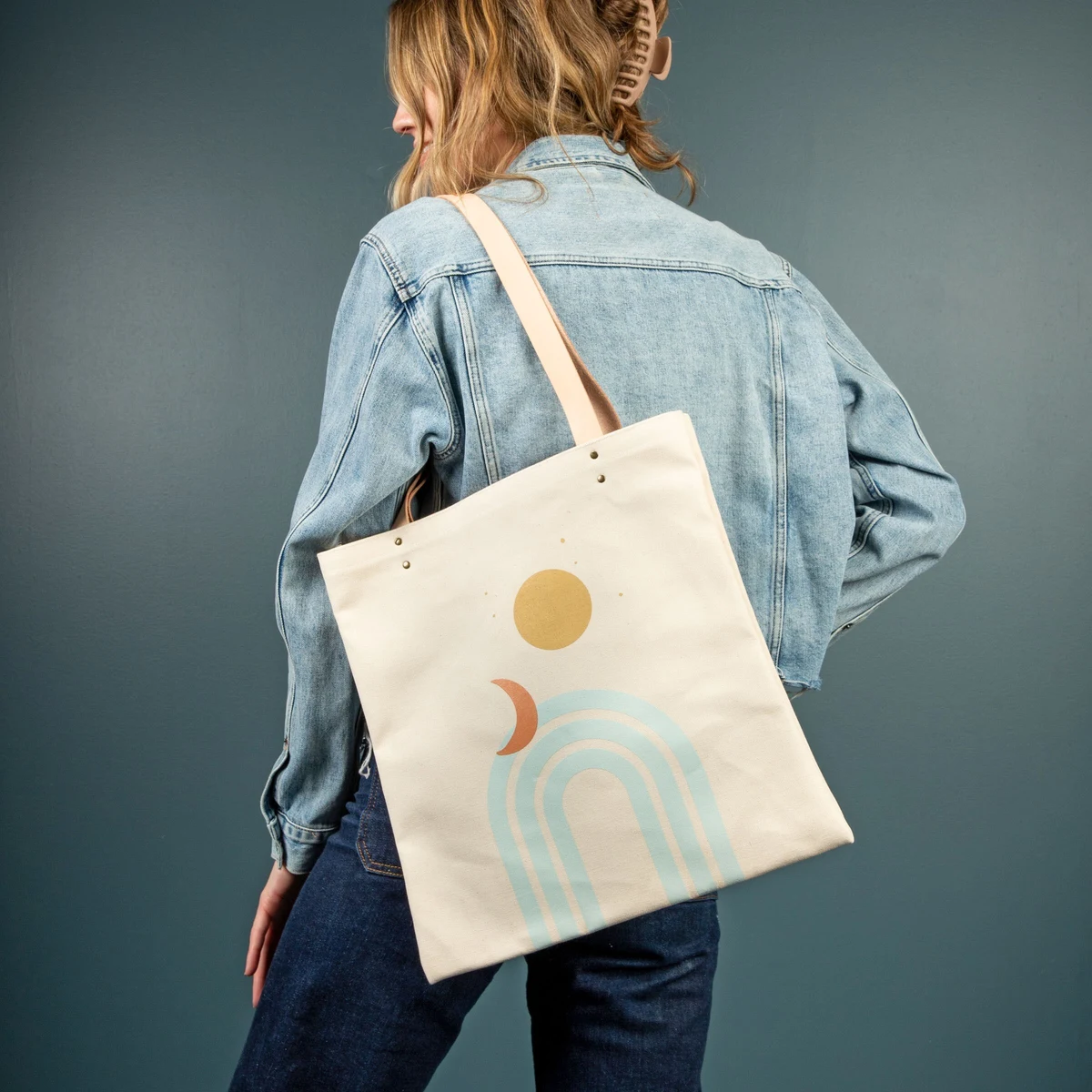 Main Squeeze Super Size - Heavyweight Canvas with Leather, custom tote bag with logo imprint 1