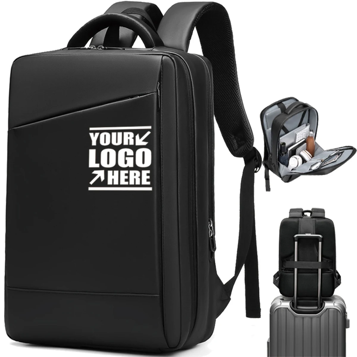 Leather 15.6" Laptop Backpack With USB Port 1