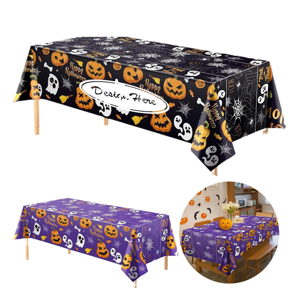 Disposable Plastic Tablecloth for a Spooky Halloween Celebration 1