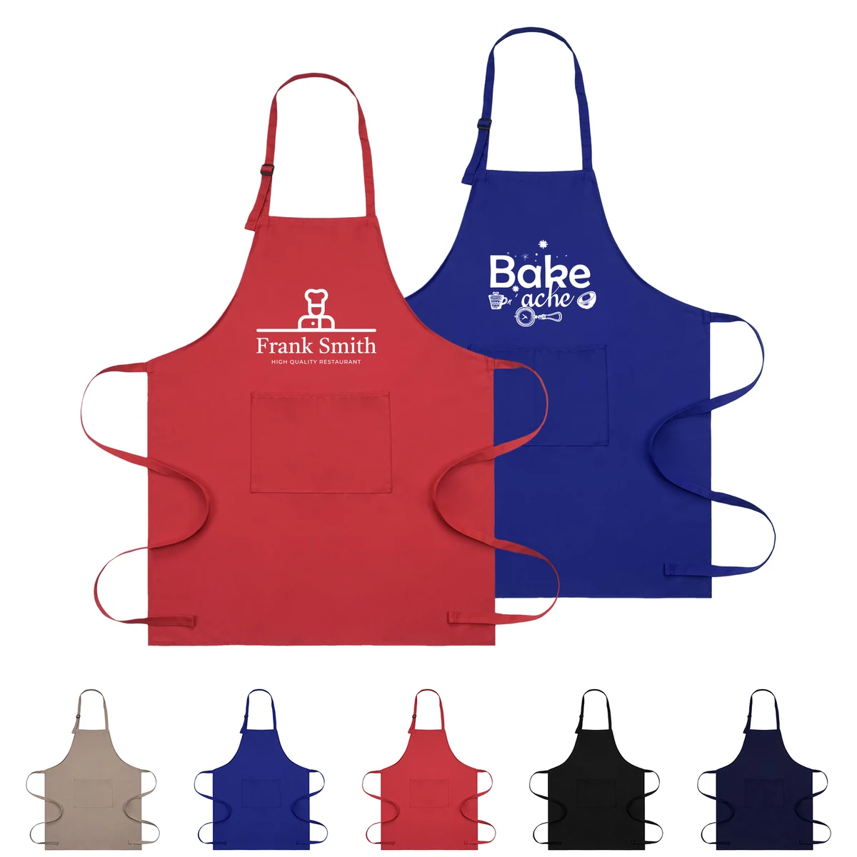7 Oz. Adjustable Poly Cotton Twill Bib Apron W/2-Pocket 1