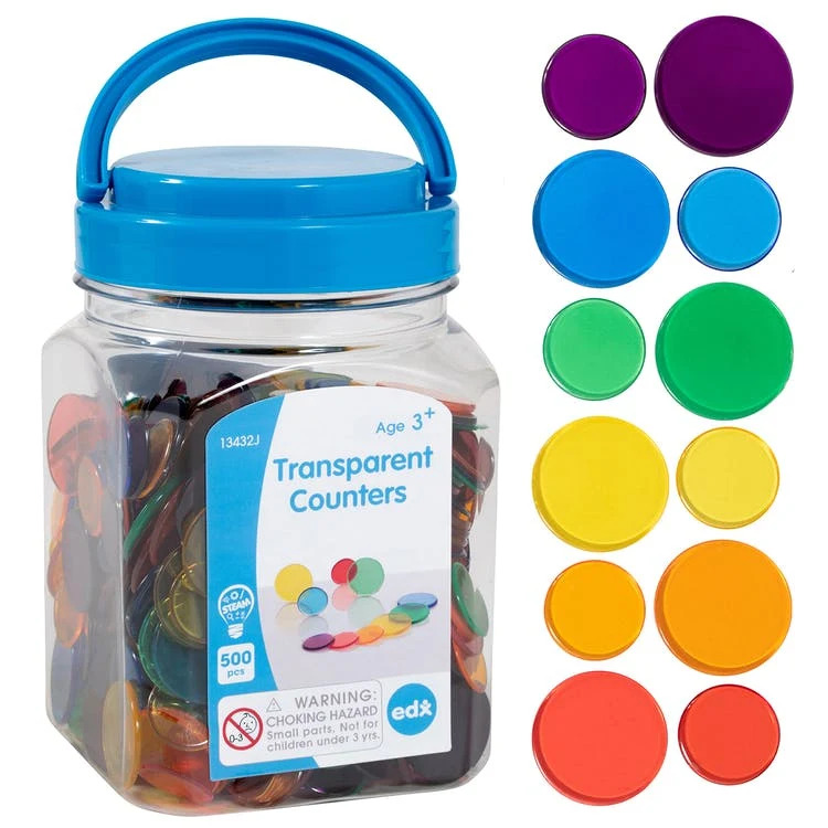 500 Transparent Counters - Assorted Colors 1