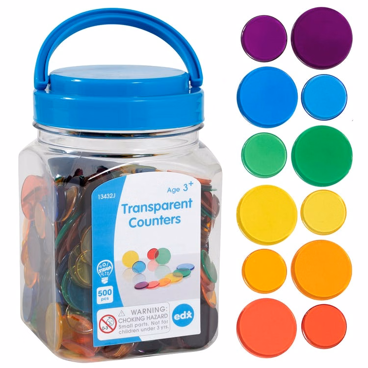 500 Transparent Counters - Assorted Colors