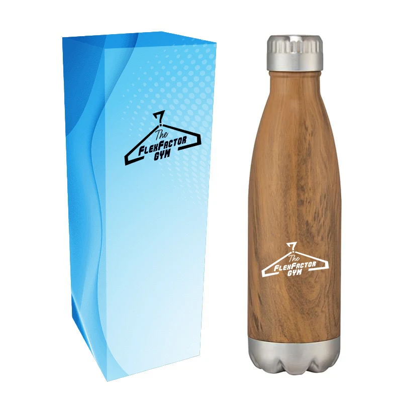 16 Oz. Swig Stainless Steel Woodtone Bottle With Custom Box, custom water bottle with logo imprint 1