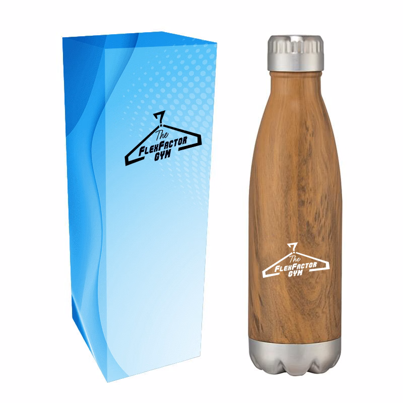 16 Oz. Swig Stainless Steel Woodtone Bottle With Custom Box