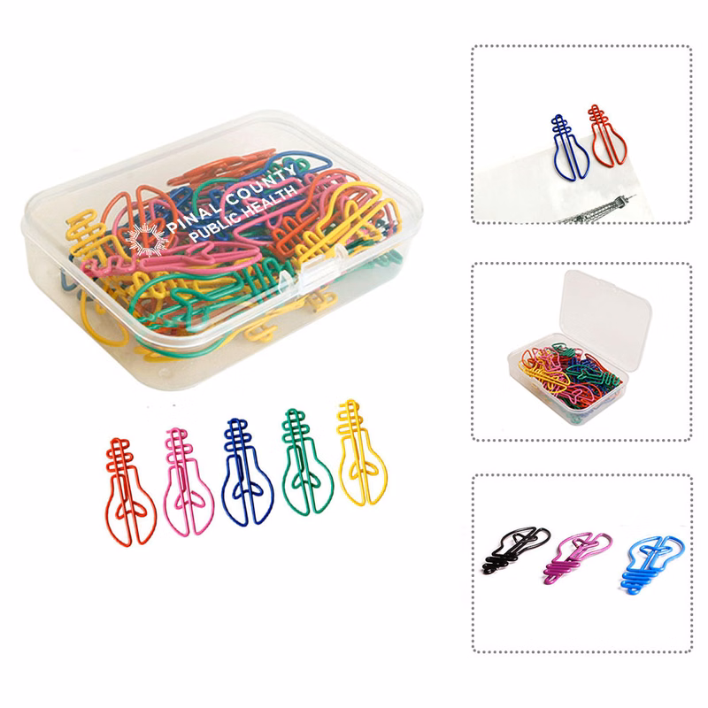 Light Bulb Shaped Paper clips in Plastic Container