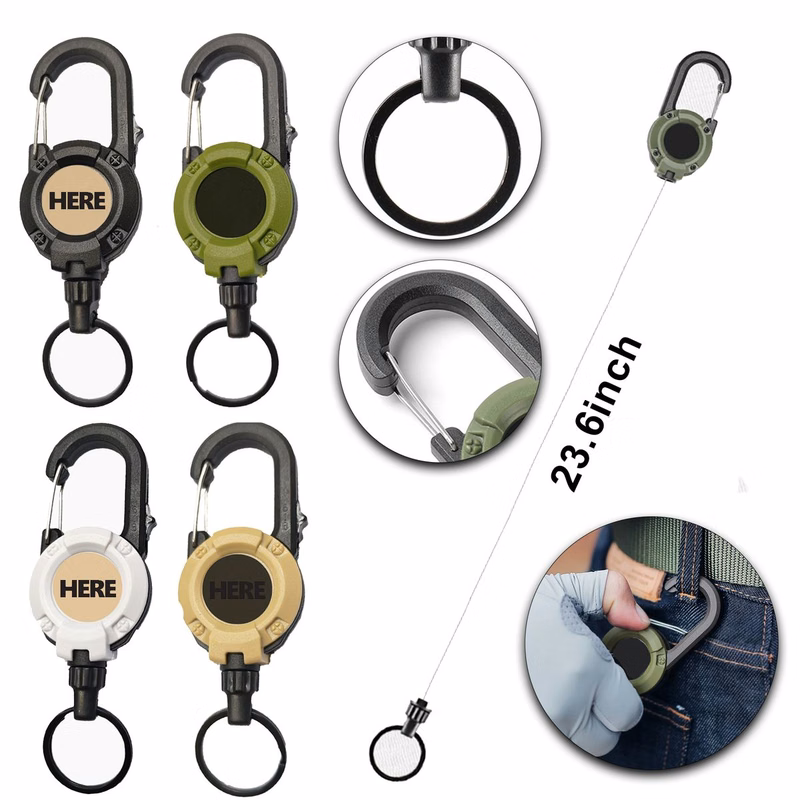 Tactical Key Reel Stainless Steel Retracting Key Holder