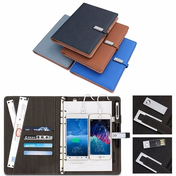 Notebook with power bank and Flash Drive