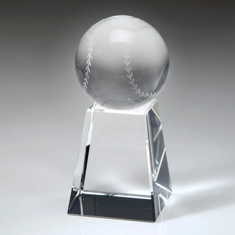 5" Crystal Award-Baseball w/ Tall Base_D453CA 1