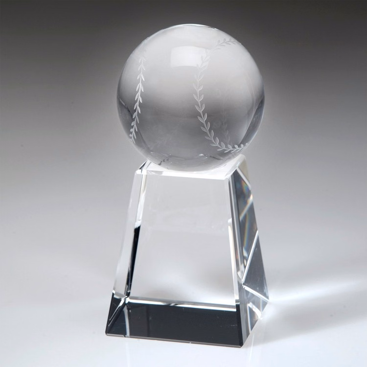 5" Crystal Award-Baseball w/ Tall Base_D453CA