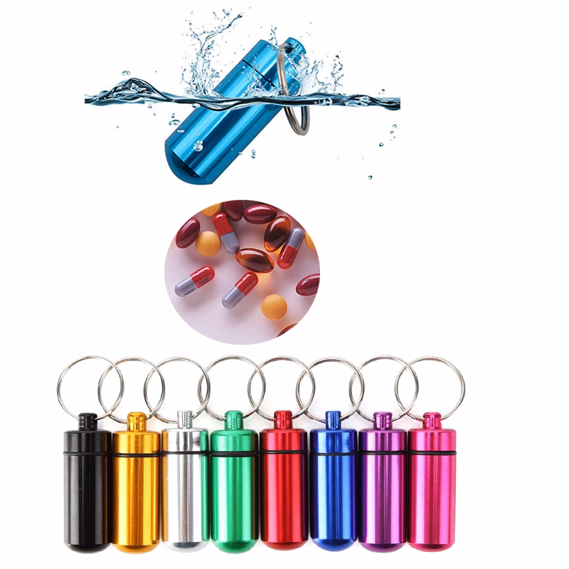AluminumAlloy Portable Pill Bottle With Keyring