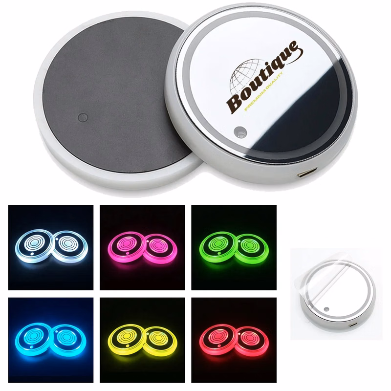 2-Pack LED Car Non-Slip Cup Holder Light with Smart Sensor