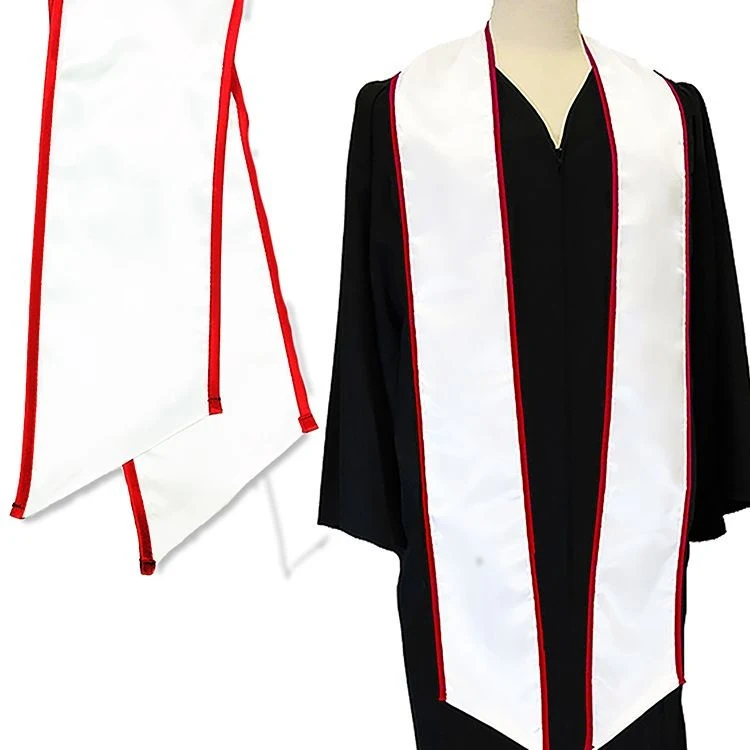White Graduation Sash with Red Binded Edge 1