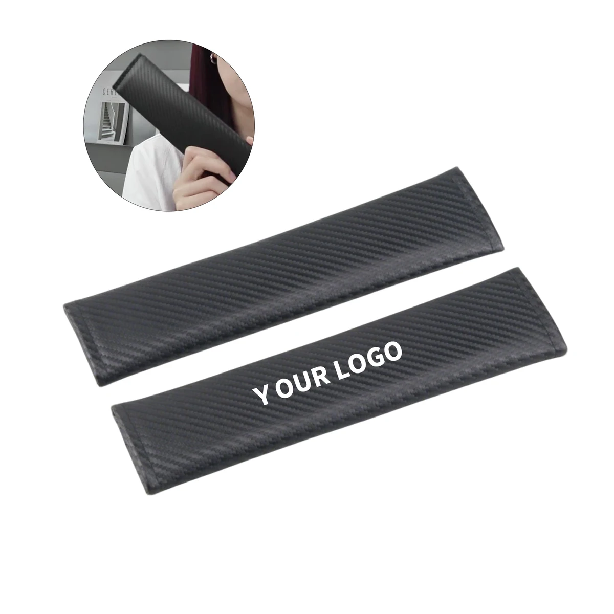 Carbon Fiber Leather Seat Belt Shoulder Pad 9.5" x 2.4" 1